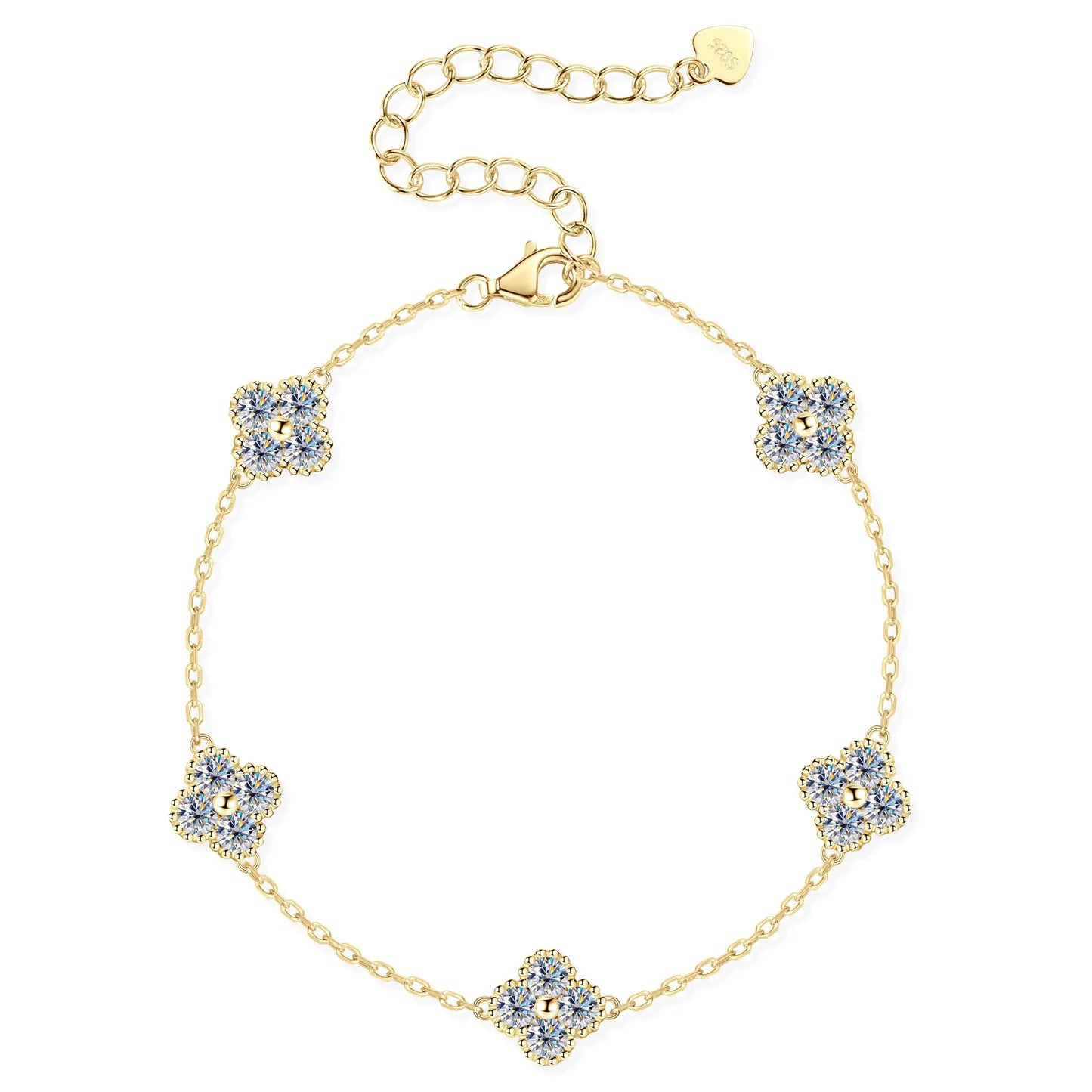 3mm Certified Moissanite Pendant Necklace for Women Classic Clover Flower Neck Chain 100% Pure 925 Silver Chain Charm