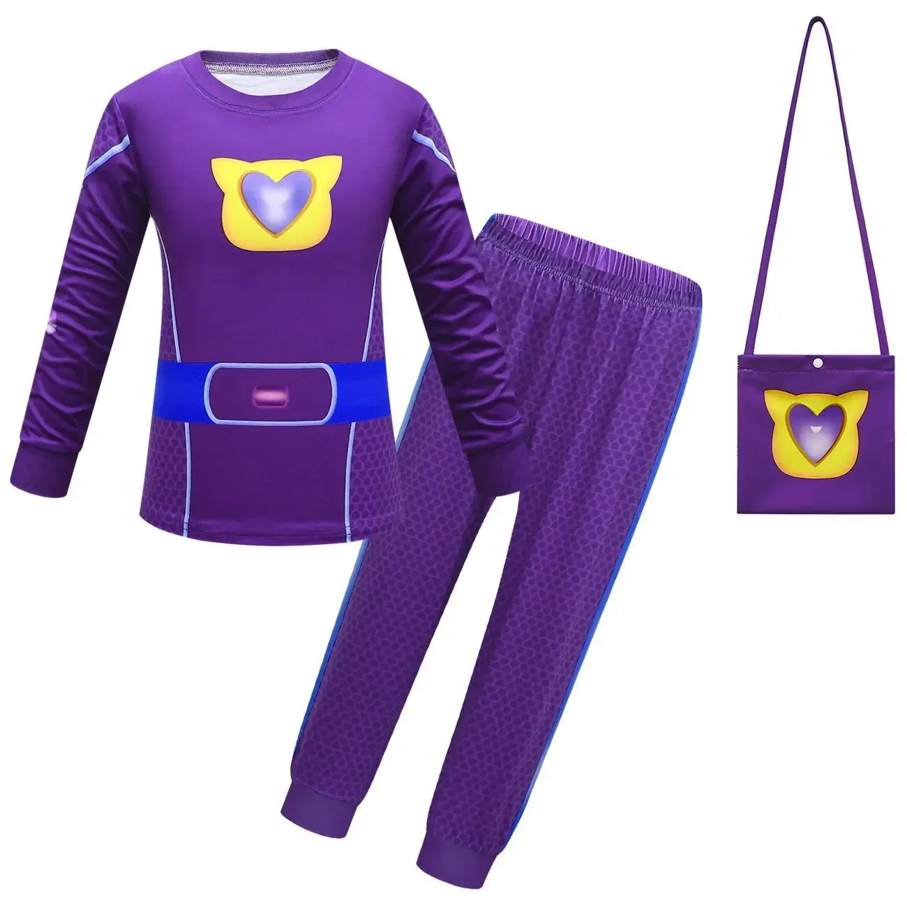 Children SuperKitties Halloween Cartoon Boys Cosplay Costume Super Kitties Buddy Girls Cos Suits Mask Bag Kids Birthday Clothing