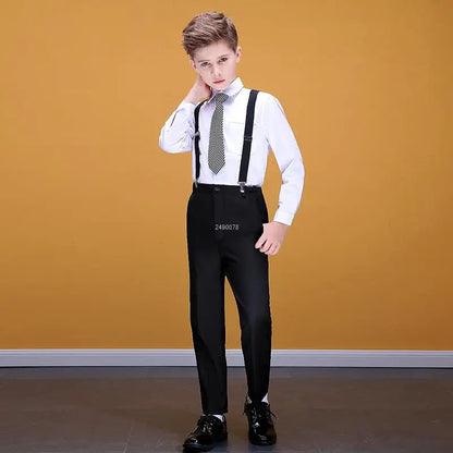 Flower Boys Photograph Suit Kids Red Wedding Suit Teenager Birthday Party Tuxedo Dress Children Graduation Stage Show Costume