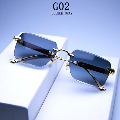 Fashion Rimless Sunglasses For Men Designer Square Sunglasses Women 2024 Trendy Retro Gafas De Sol Hombre Lunette Soleil Femme