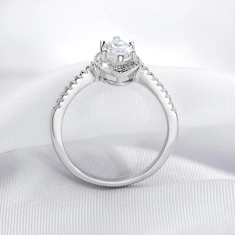 1CT Marquise Cut Certified Moissanite Rings for Women Simulated Diamond Wedding Band S925 Sterling Silver Jewelry