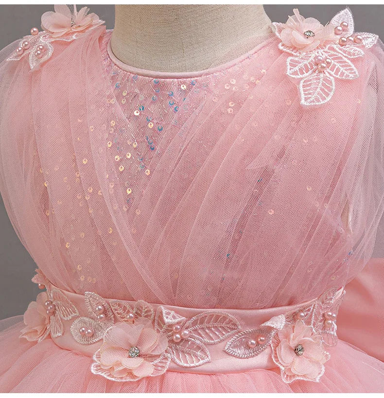 Fashion Solid Princess Dress Girls Lace Mesh Sleeveless Flower Girl Dresses Summer Children Clothing Girls Dress 1-10 Years