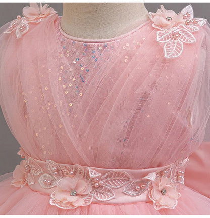 Fashion Solid Princess Dress Girls Lace Mesh Sleeveless Flower Girl Dresses Summer Children Clothing Girls Dress 1-10 Years