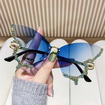 Cycling New Y2K Style Women Fashion Sunglasses Oversize Butterfly Shape Diamond Edge Design Sun Glasses Street Party Glasses
