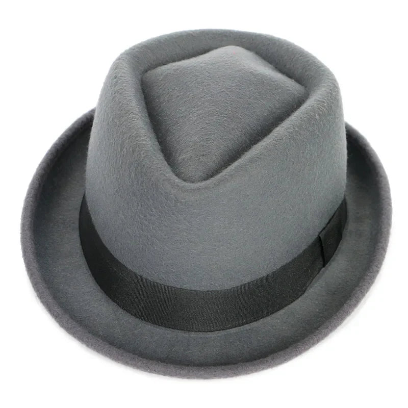 Classic Fedoras Men's Hat Fashion Autumn 2026 Solid Winter Short Sleeve Fedora Jazz Top Hats Women Black Gentleman Felt Cap
