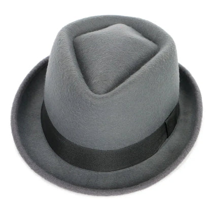 Classic Fedoras Men's Hat Fashion Autumn 2026 Solid Winter Short Sleeve Fedora Jazz Top Hats Women Black Gentleman Felt Cap
