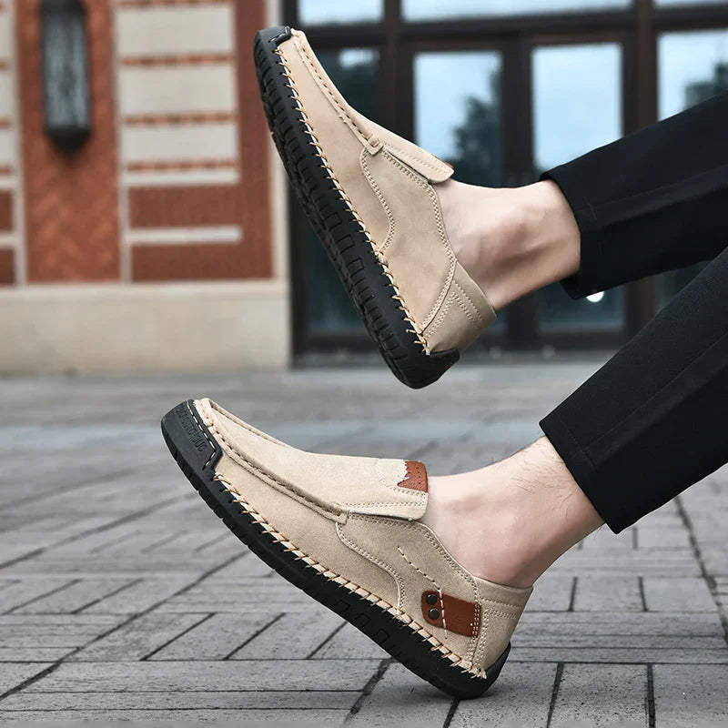 Handmade Leather Men Shoes Casual Comfortable Slip On Loafers Men Leather Shoes Flats Moccasins Walking Shoes