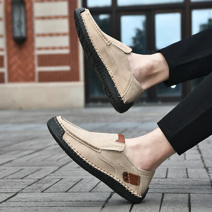 Handmade Leather Men Shoes Casual Comfortable Slip On Loafers Men Leather Shoes Flats Moccasins Walking Shoes