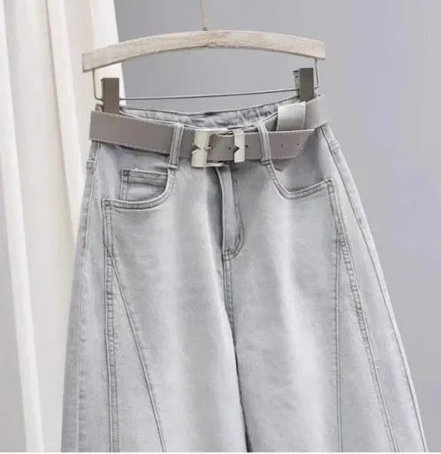 Spring Summer New Loose Dad Jeans Women Wide Leg High Waist Denim Pants Elastic Banana Long Trousers Sli Slimming Effect