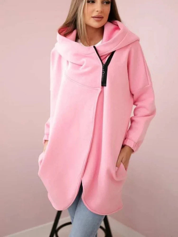 2025 Autumn and Winter Fashion New Women's Sports Loose Velvet Hoodie Zipper Long Sleeve Warm and Cold Proof Hoodie Coat