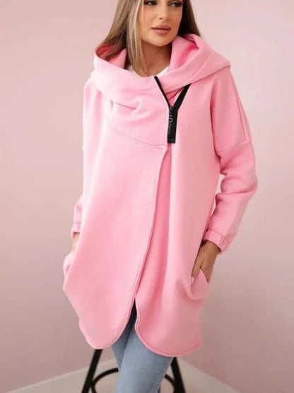 2025 Autumn and Winter Fashion New Women's Sports Loose Velvet Hoodie Zipper Long Sleeve Warm and Cold Proof Hoodie Coat