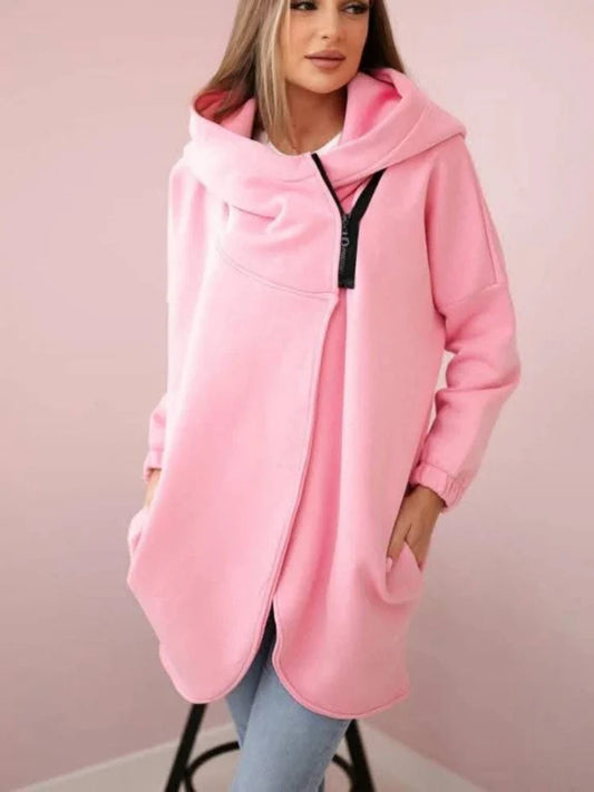 2025 Autumn and Winter Fashion New Women's Sports Loose Velvet Hoodie Zipper Long Sleeve Warm and Cold Proof Hoodie Coat