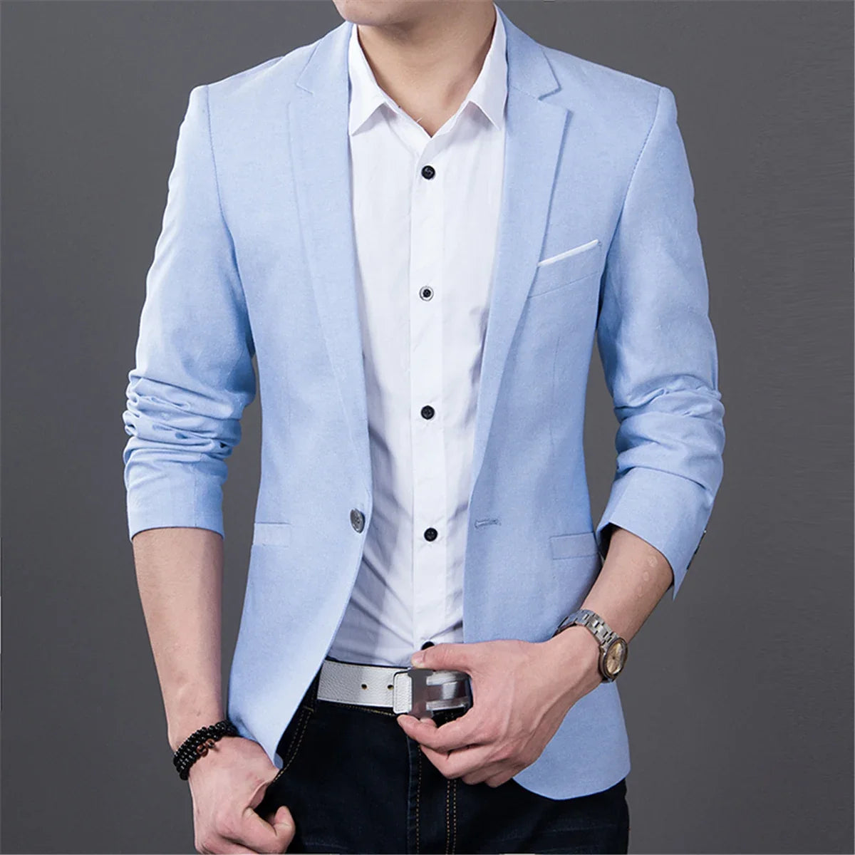 New Fashion Men's Trendy Leisure Boutique Suit Jacket Autumn Casual Business Slim Fit Single Button Suit Solid Formal Blouse