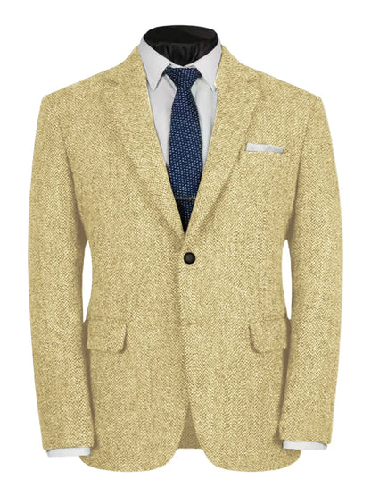 Herringbone Slim Fit Suit Jacket For Men's Single Breasted Business Blazer Casual Jacket Fashion Comfortable Elegant Mens