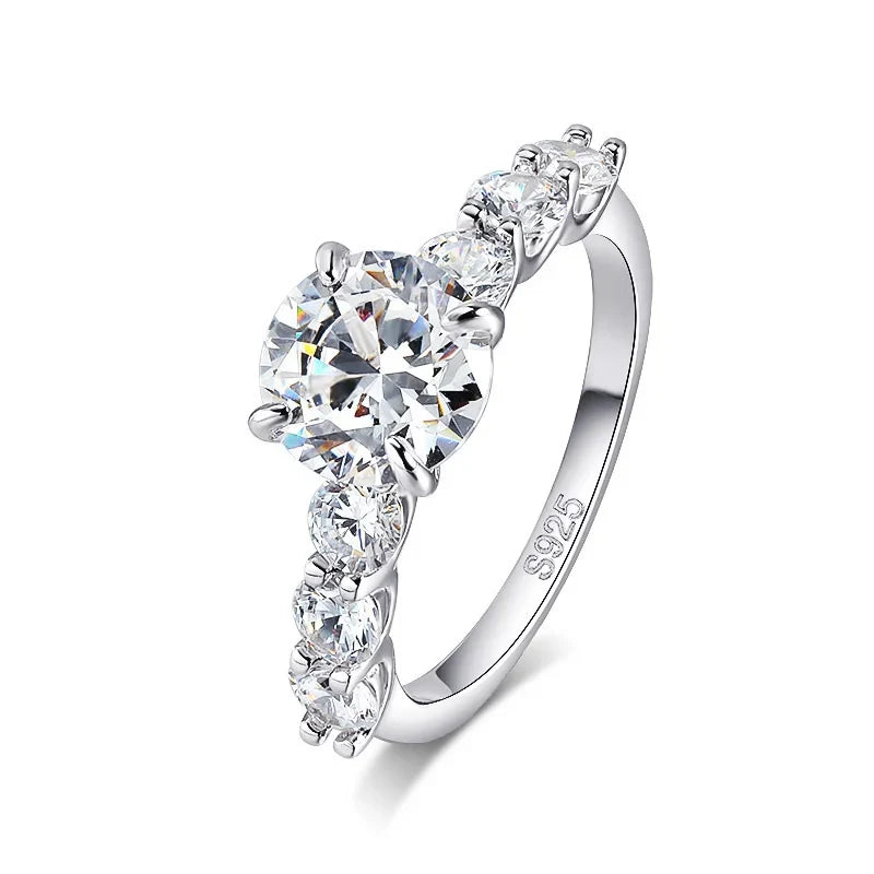 3.2CTTW Full Moissanite Wedding Rings for Women 7 Stones Sparkling Lab Diamond Band with Certificate S925 Sterling Silver