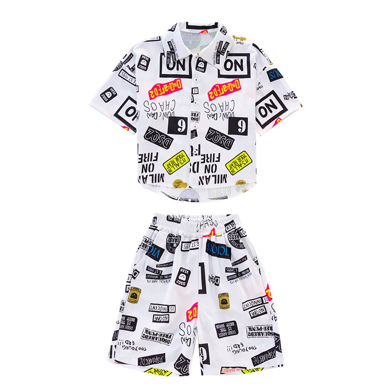 Hot Sale Cheap Price Kids Boy Summer Clothing Set Shirt And Shorts 2 Pieces Clothes Set with Printed Children Casual Streetwear