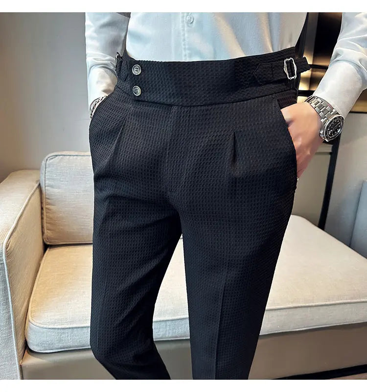 High Waisted Suit Pants for Men 2026 New Solid Color Formal Pantalones Hombre Casual Slim Fit Dress Pants Trousers Men Clothing