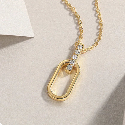 2mm Moissanite Pandent Necklace Adjustable 925 Sterling Silver Paperclip Clavicle Chain for Women Daily Jewelry