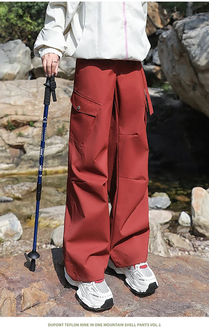 Outdoor Hiking Pants Woman 3 In 1 Removable Fleece Waterproof Camping Trousers Winter Large Pocket Windproof Cycling Travel Pant