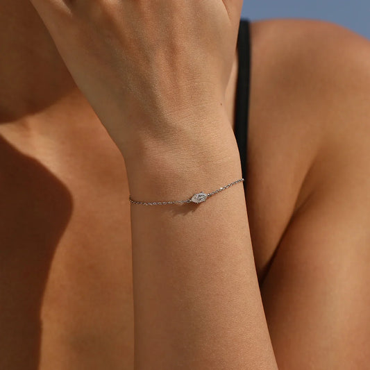Bracelet à maillons en argent sterling 925 avec moissanite taille marquise 0,5 carat, bijou de mode en diamants de laboratoire, cadeau pour femme