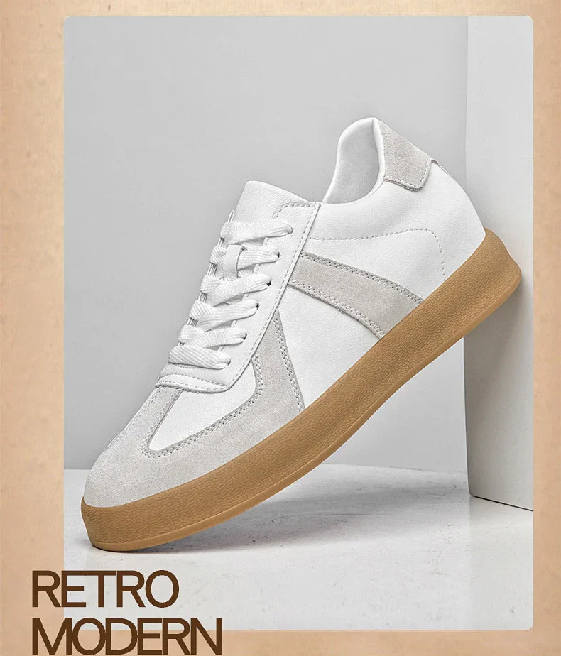 Invisible Height-Increasing Shoes 8cm German Training Shoes for Men, Summer Breathable Casual Sneakers, Genuine Leather Retro Versatile Forrest Gump Shoes 6cm