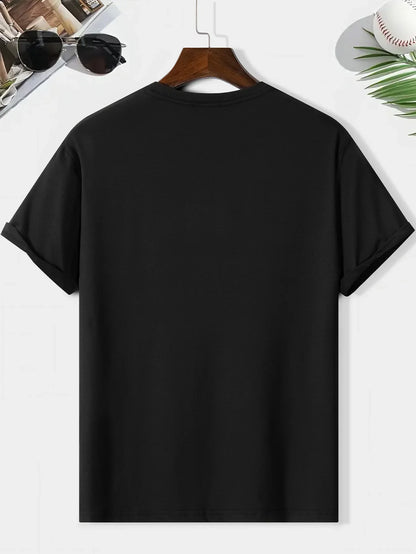 100% pure cotton men's casual loose and fashionable New York letter printed sports breathable short sleeved round neck T-shirt