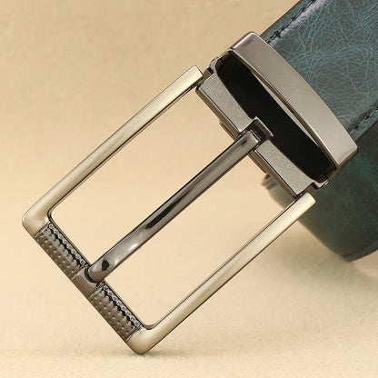 Designer Pin Buckle Gray Genuine Leather Men Belt Famous Brand Fashion Light  Luxury Strap Casual Young Cowboy Ceinture Homme