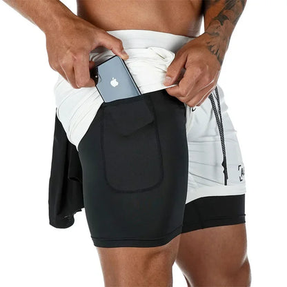 Men's Summer Quick Dry Running 2 in 1 Shorts Sports Jogger Short Pants Male Gym Fitness Workout Sweatpants Plus Size M-5XL