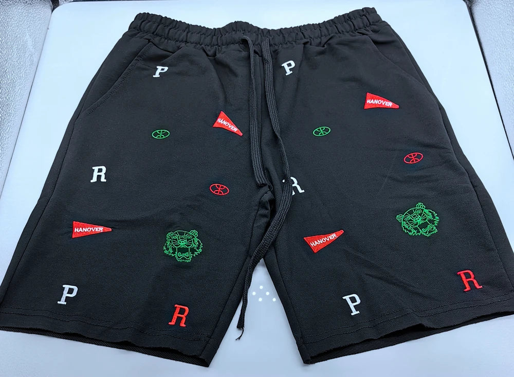 Mens Skinny Cotton Sporting Running Shorts Streetwear Bodybuilding Embroidered Fitness Short pants Jogger Gyms sport Shorts