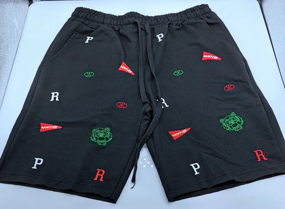 Mens Skinny Cotton Sporting Running Shorts Streetwear Bodybuilding Embroidered Fitness Short pants Jogger Gyms sport Shorts