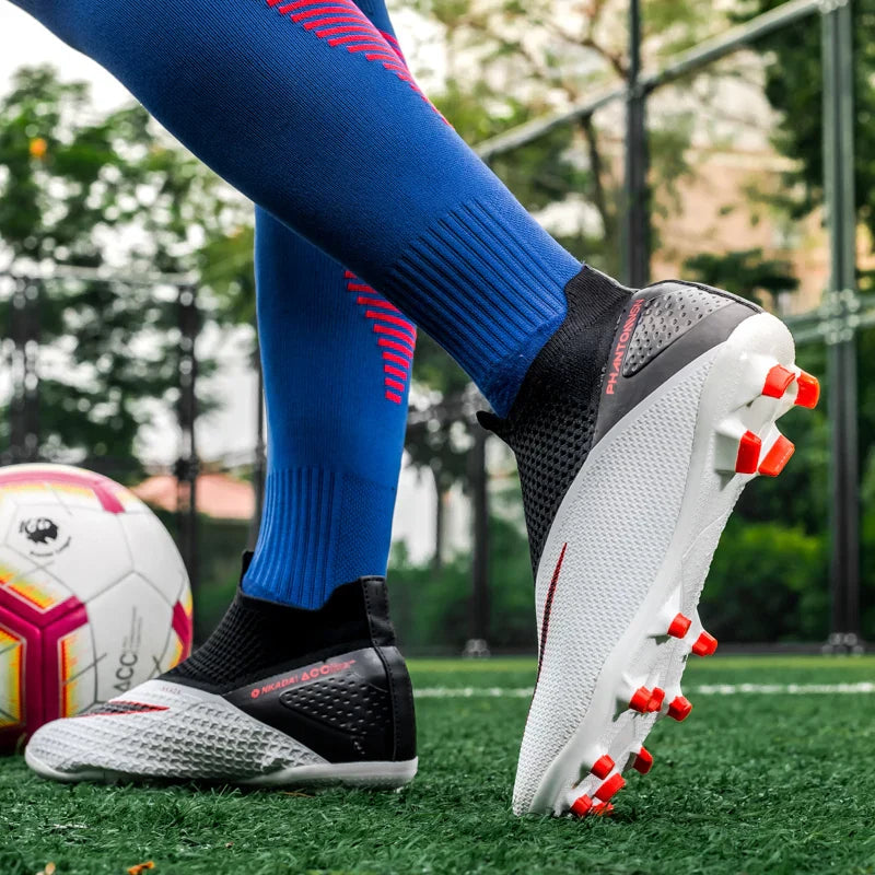 Big Size 49 48 Pro Soccer Boots Long Short Spikes Ankle Boots Children PU Leather Soccer Training Sneakers Outdoor Football
