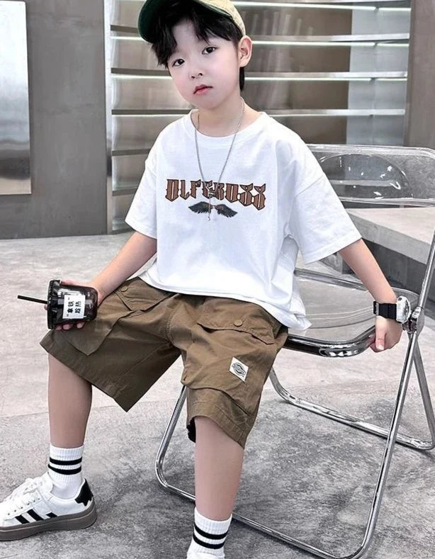 Letter Print Children Clothing Top and Bottom Clothing Set Boys Sets Korean Children's Boy Rash Guard Kids Designer Clothes Tops