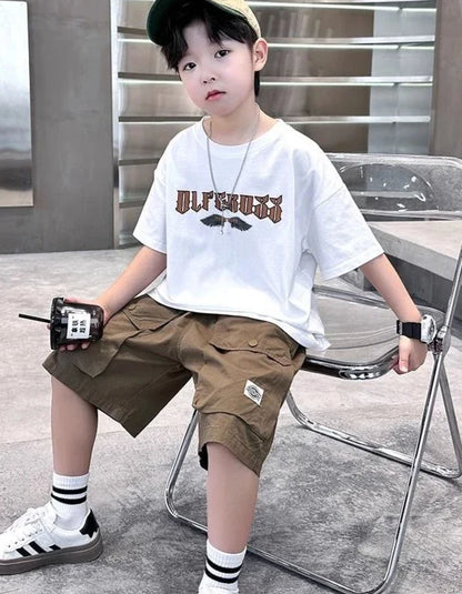 Letter Print Children Clothing Top and Bottom Clothing Set Boys Sets Korean Children's Boy Rash Guard Kids Designer Clothes Tops
