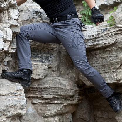 Outdoor Multi Pockets Cargo Pants Men Breathable Quick Dry Pants High Elastical Casual Spring Summer Loose Tactical Trousers Men