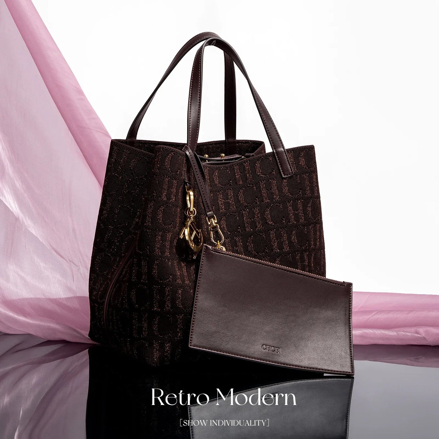 Large Capacity Letter Print Design Pure Colour Ladies Handbag Classic Style Fashion New with Clutch Bag Accessories