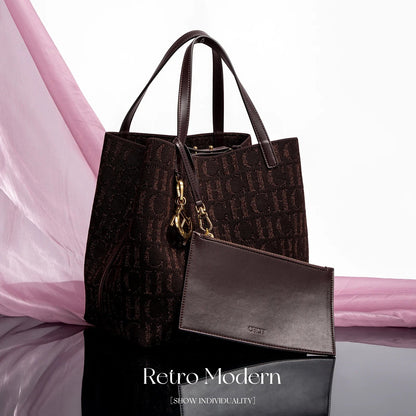 Large Capacity Letter Print Design Pure Colour Ladies Handbag Classic Style Fashion New with Clutch Bag Accessories