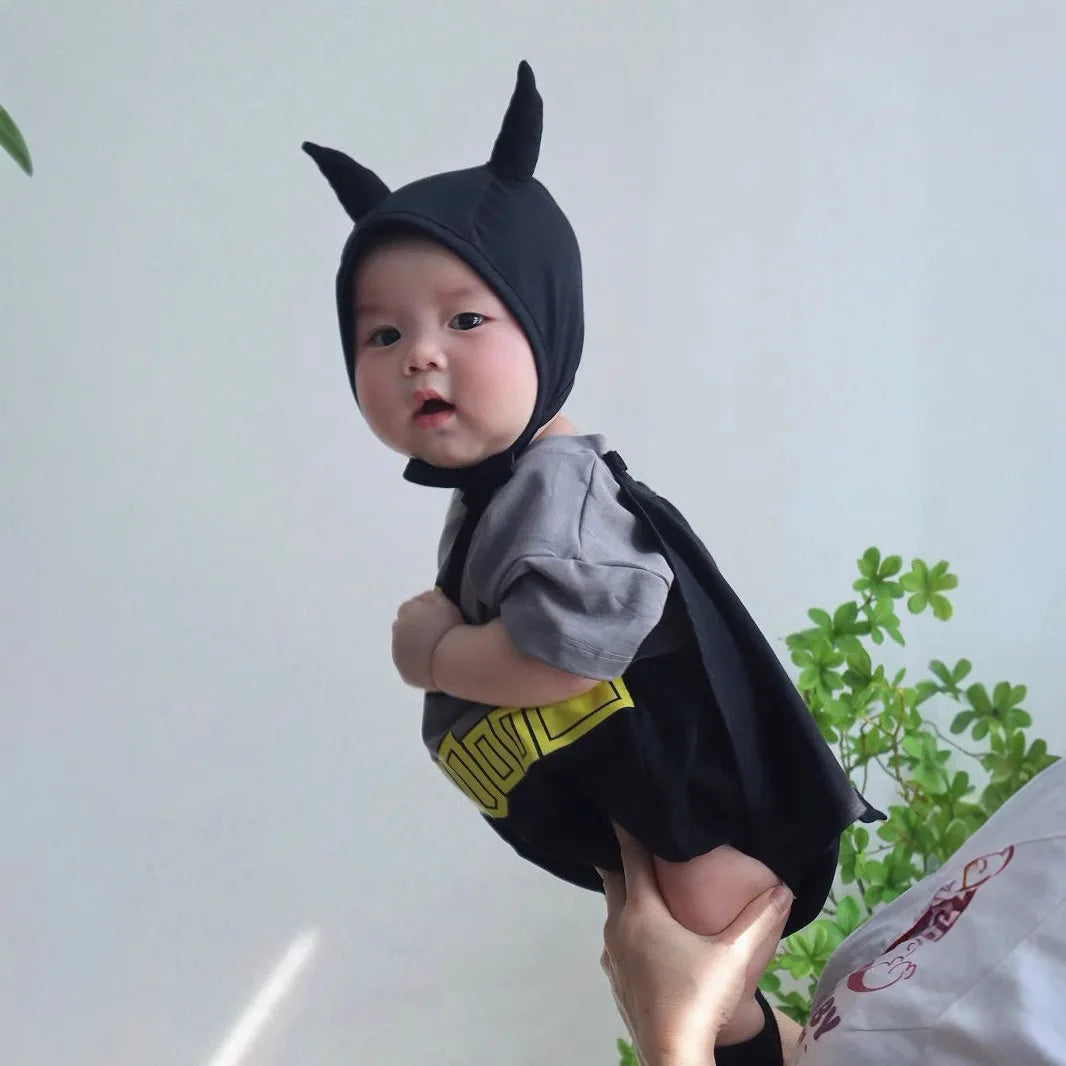 Ins South Korean Super Hero Baby Clothes Set 2025 Summer Onesie Boy Girls Romper Newborn Outfit 100% Cotton with hat