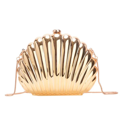 2025 Women Silver Gold Shell Bag Cute Acrylic Evening Clutch Bag With Strap For Wedding Party Small Purses Designer Handbags Ins