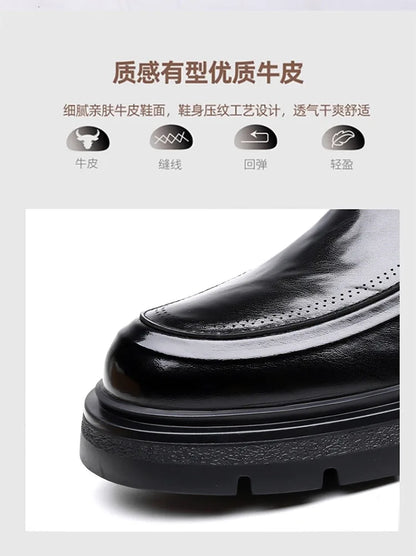 Spring Autumn New Increase Leather Shoes for Men Black Business Casual Platform Shoes Male Fashion High Quality Dress Shoe Man