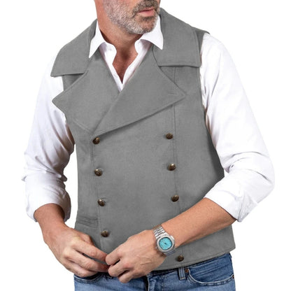 Men Vest Brown Double Button Frosted Velvet Waistcoat For Banquet Birthday Wedding Business Work Formal Set Men Suit Vest