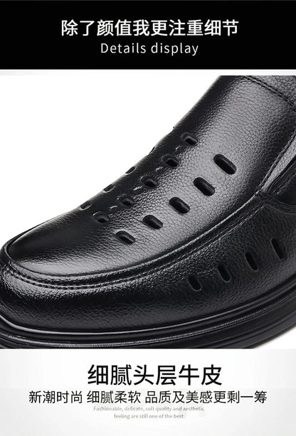 2026 New Designer Breathable Hallow Leather Shoes for Men Black Fashion Summer Shoes Male Britsh Business Casual Shoes Man