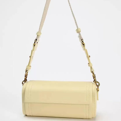 Autumn new women's bag, vanilla yellow flip cover versatile commuting cylindrical bag, cylindrical shoulder crossbody bag