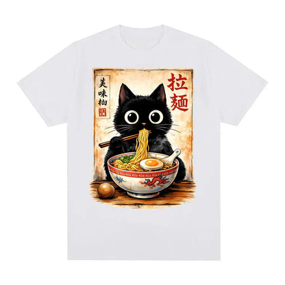 Kawaii Ramen Cat Retro Japanese N..Essential T-shirt Men Women Clothing Fashion Cotton T Shirt Oversized Short Sleeves Tee Shirt