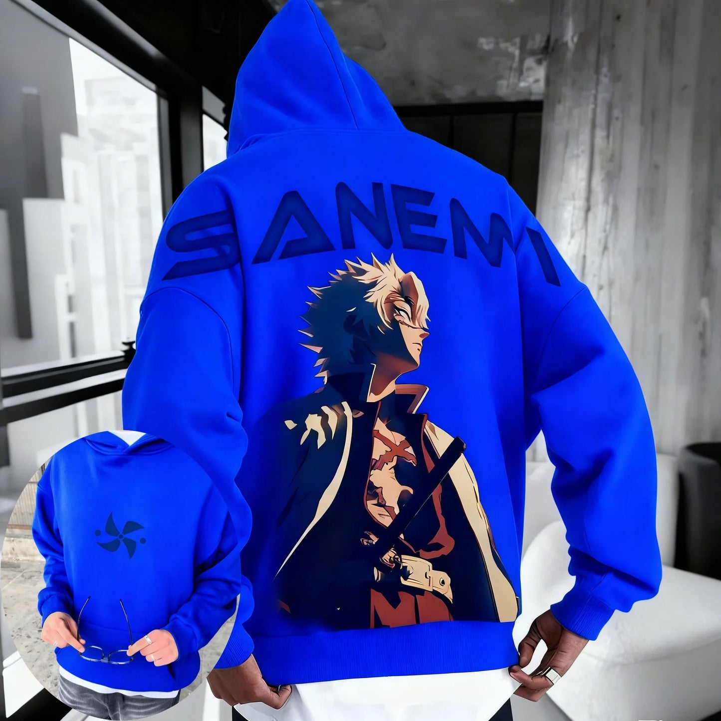 Demon Slayer: Kimetsu no Yaiba Men Hoodie Sweatshirt Sanemi Shinazugawa Anime Spring Autumn Boy Long-sleeved Parent-child Outfit