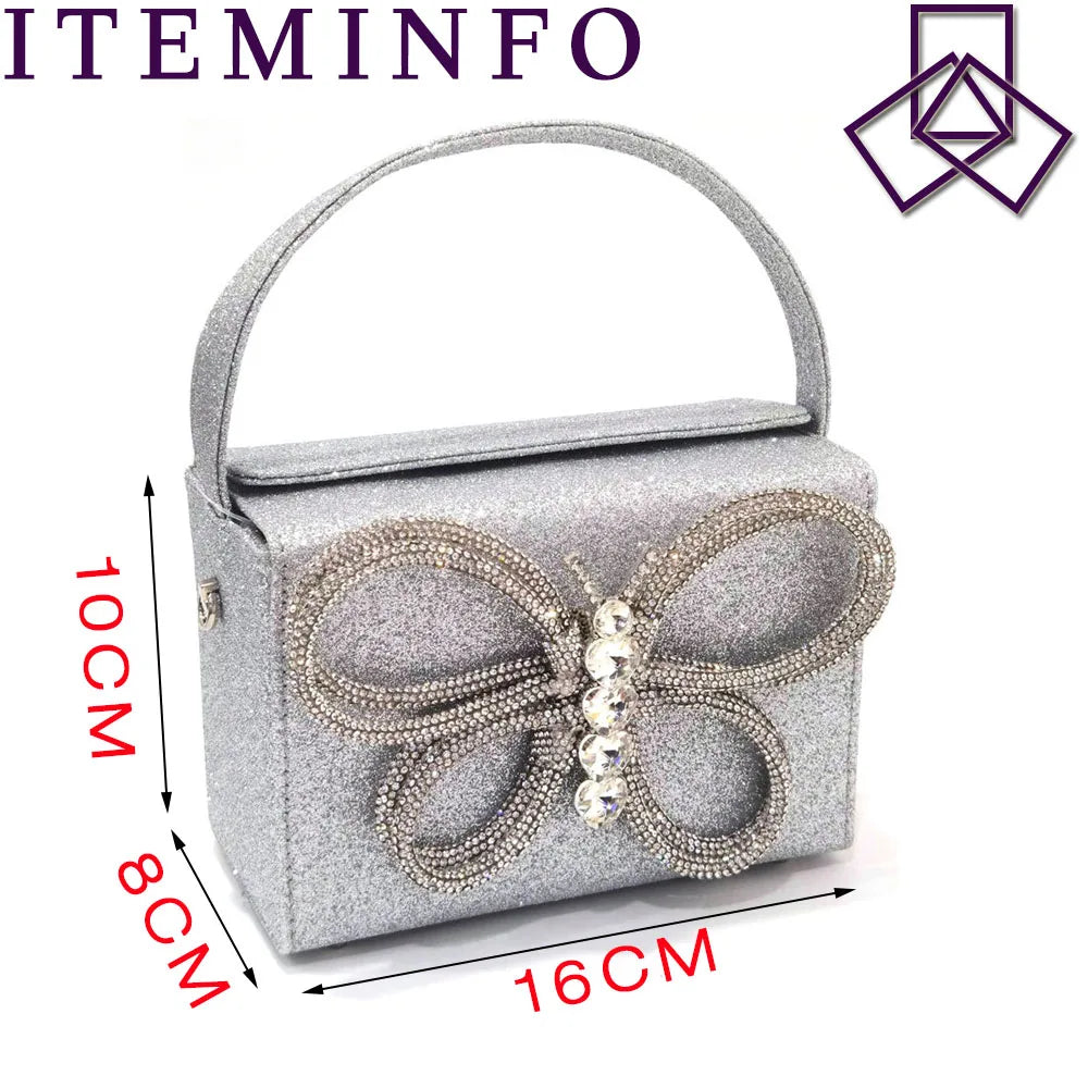 2023 Ladies Pointed-Toe Party High Heels Magenta Colour Bow Rhinestone Stereo Bag Evening  African Wedding Shoe And Bag Set