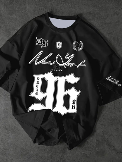 Summer 2025 New Men's New York 96 3d printed digital printed baseball T-shirt, short-sleeved O-neck casual T-shirt, oversized sp