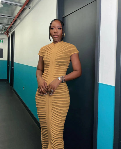 Sexy Bodycon Long Dress Women 2025 Summer Slim Fashion Short Sleeve Bandage Maxi Party Dresses Woman Skirt Elegant Vestidos