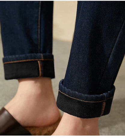 Minimalism Jeans for Women 2025 Autumn Slim Feet Fashion Casual All-match Cotton Slight Strech Ankle-Length Pants 12514004