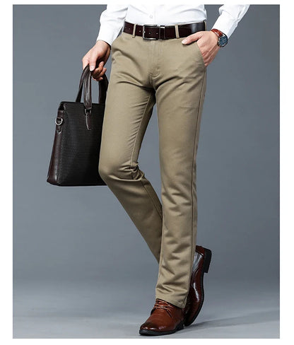 6 Colors Male Autumn Winter Casual Pants Chic Straight Formal Office Luxury Trousers Fashion Elastic Men Business Suit Pants