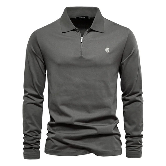 Brand Long Sleeve Men's Polo Shirts 100% Cotton Solid Color Casual Polo Shirts for Men New Sping Autumn Basic Polos Men